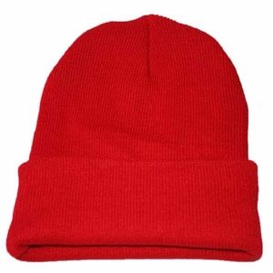 Red Winter Cap Slouchy Beanie
